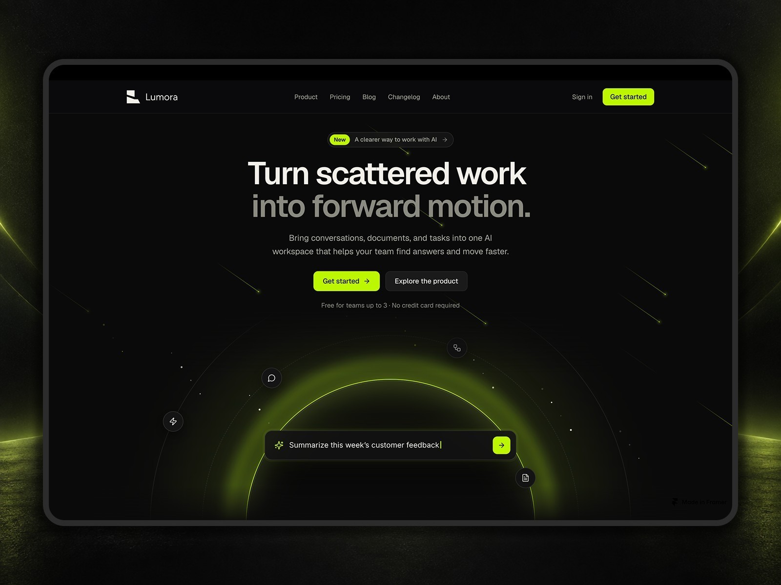 Lumora Workspace Framer template preview
